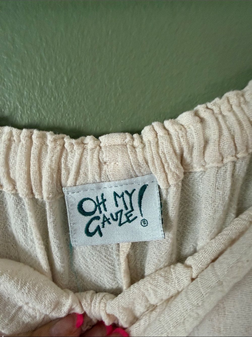 Oh My Gauze 100% Cotton Ivory Off White Pull On Flowy Cropped Pants Sz 3 XXL - Picture 4 of 7